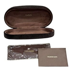 Tom Ford hard shell sunglass eyeglass case espresso brown velvet NEW